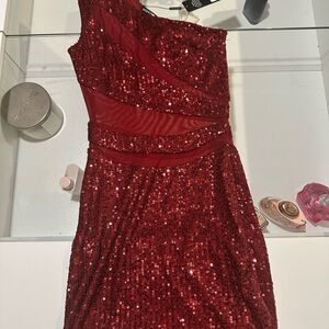 Party Seeker Sequin Mini Dress - Burgundy